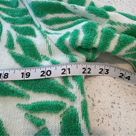 Cynthia Rowley Green White Leaf Print Tufted Cardigan Sweater Size XL Springtime - Picture 6 of 12